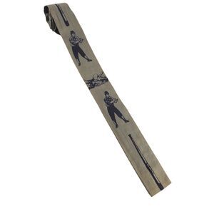 Vintage Square Bottom Rooster Tie Baseball Old Fashioned Necktie Black Graphic